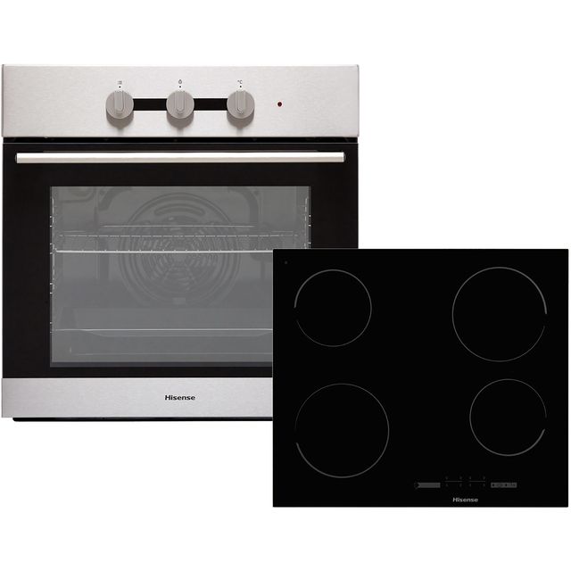 Hisense BI6031CXUK Built In Electric Single Oven and Ceramic Hob Pack - Stainless Steel / Black - A Rated