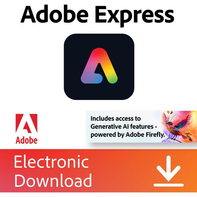 Adobe Adobe Creative Cloud Express Digital Download for Windows Or Mac, for 1 User - Annual Renewable Subscription, 12 Months Included