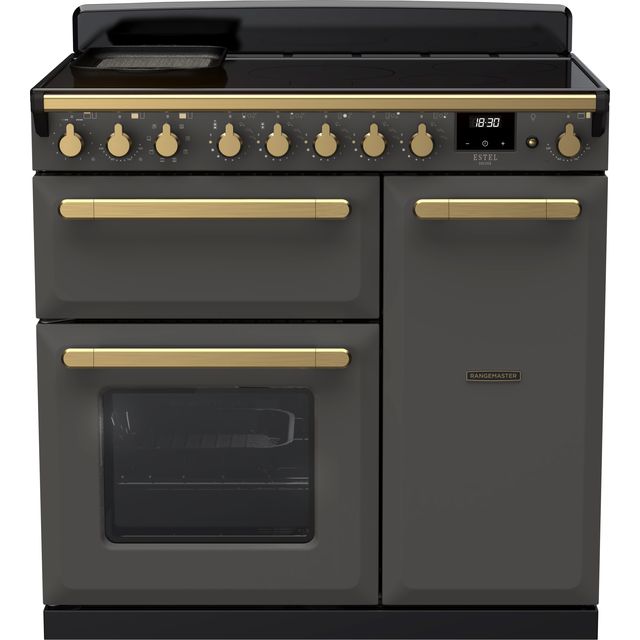 Rangemaster Edge Deluxe Free Standing Range Cooker in Slate / Antique Brass