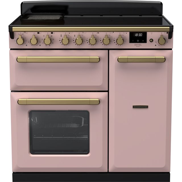 Rangemaster Edge Deluxe Free Standing Range Cooker in Pale Pink / Antique Brass