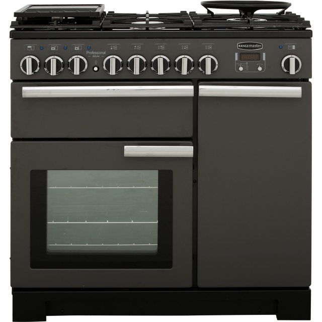 Rangemaster PDL90DFFSL/C Professional Deluxe 90cm Dual Fuel Range Cooker - Slate - PDL90DFFSL/C_SL - 1