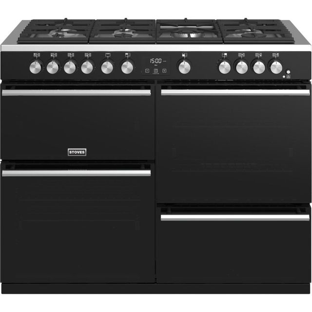 Stoves Precision DX S1100G 110cm Gas Range Cooker with Electric Grill - Black - A/A/A Rated