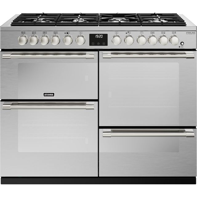 Stoves ST DX STER D1100DF SS Sterling Deluxe 110cm Dual Fuel Range Cooker - Stainless Steel - ST DX STER D1100DF SS_SS - 1