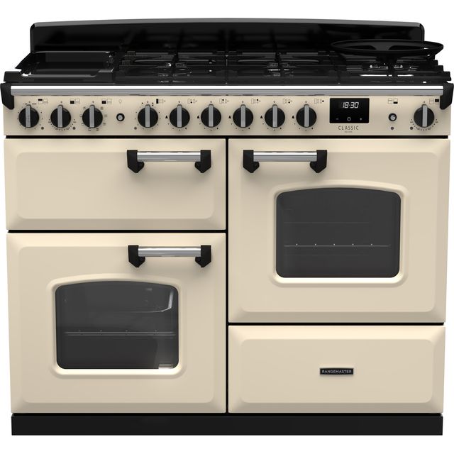 Rangemaster Classic Deluxe 110 Free Standing Range Cooker in Cream / Chrome