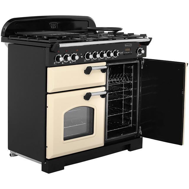Rangemaster CDL100DFFCY/B Classic Deluxe 100cm Dual Fuel Range Cooker - Cranberry / Brass - CDL100DFFCY/B_CYB - 2