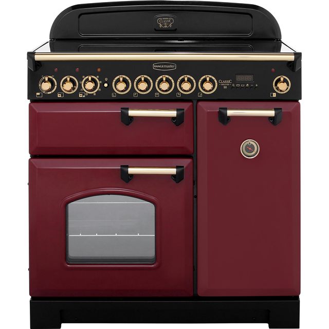 Rangemaster CDL90EICY/B Classic Deluxe 90cm Electric Range Cooker - Cranberry / Brass - CDL90EICY/B_CY - 1