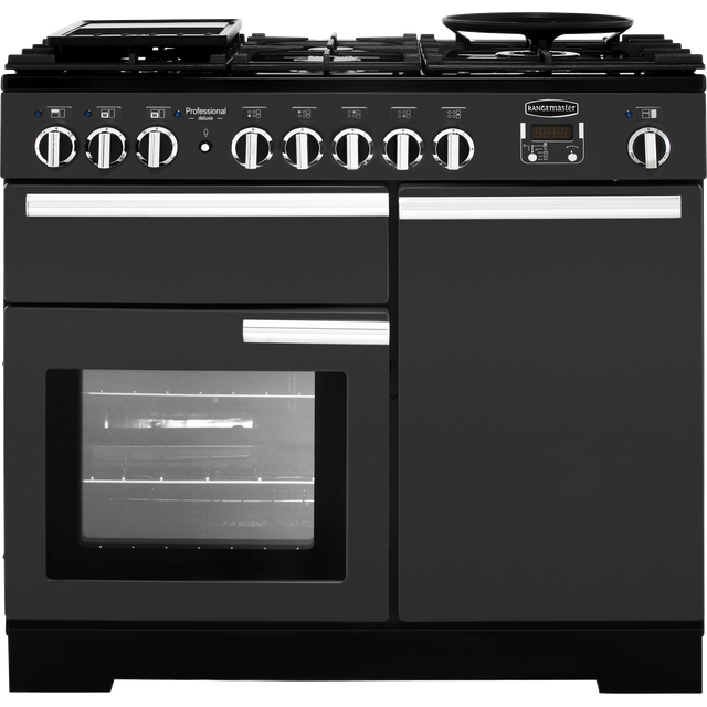 Rangemaster Professional Deluxe PDL100DFFSL/C 100cm Dual Fuel Range Cooker - Slate - A/A Rated