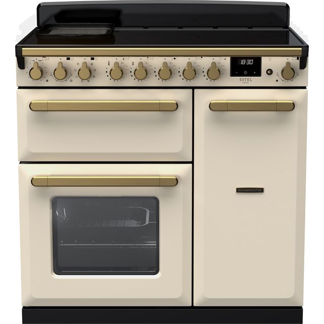 Rangemaster Edge Deluxe Free Standing Range Cooker in Cream / Antique Brass