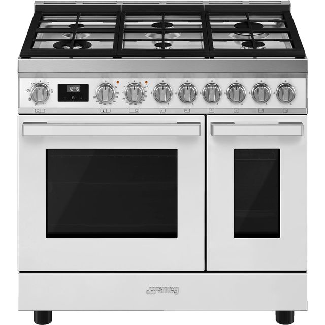 Smeg Portofino CPF92GMWH 90cm Dual Fuel Range Cooker - White - A/A Rated