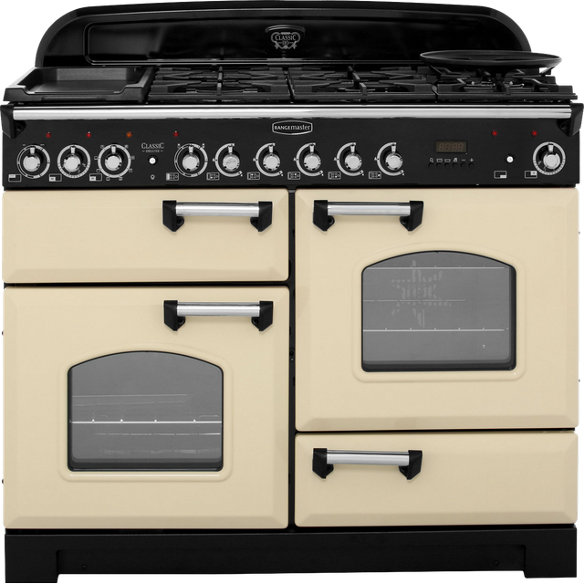 Rangemaster CDL110DFFCR/C Classic Deluxe 110cm Dual Fuel Range Cooker - Cream / Chrome - CDL110DFFCR/C_CR - 1