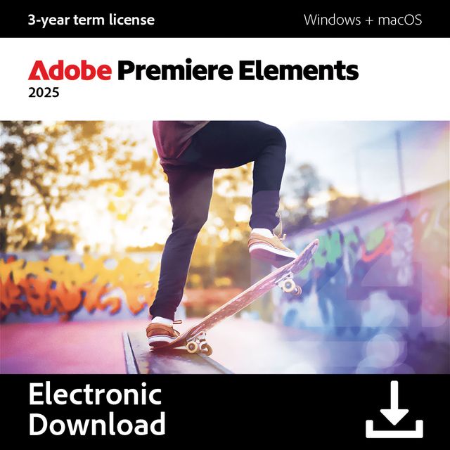 Adobe Premiere Elements 2025 Digital Download for Windows Or Mac, for 1 User - 3 Year License, 3 Year License Included