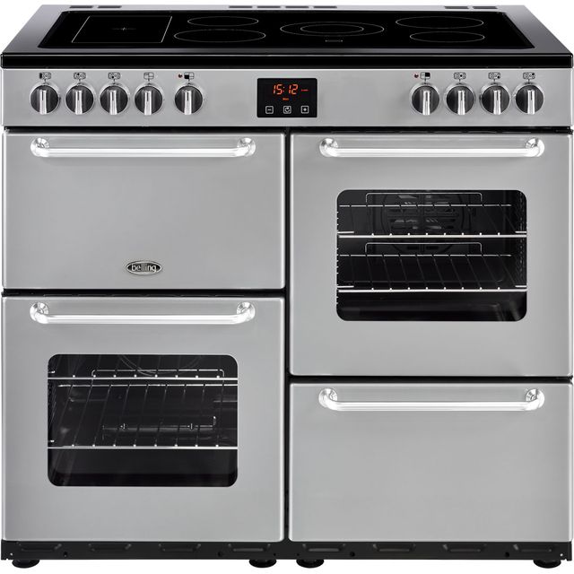Belling SANDRINGHAM100E 100cm Electric Range Cooker with Ceramic Hob - Silver - A/A Rated