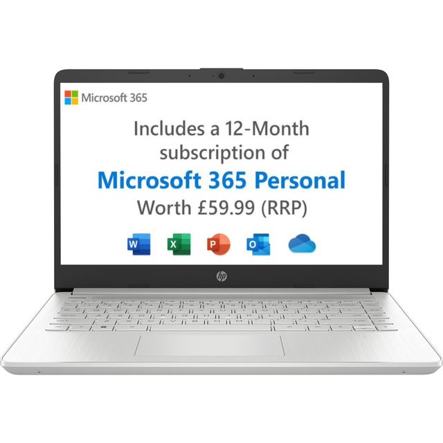 HP 14s-dq2007na 14" Laptop includes Microsoft 365 Personal 12-month subscription - Silver