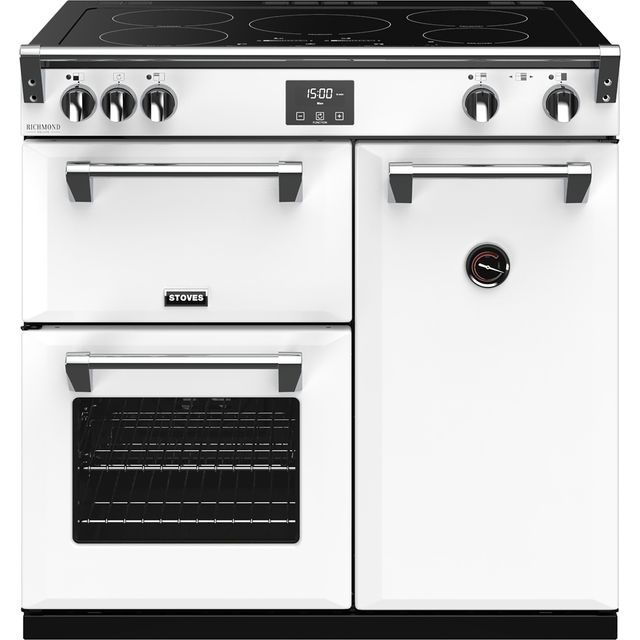 Stoves Richmond Deluxe STRICHDXS900EiCBIwh 90cm Electric Range Cooker with Zone induction hob Hob - Icy White - A Rated