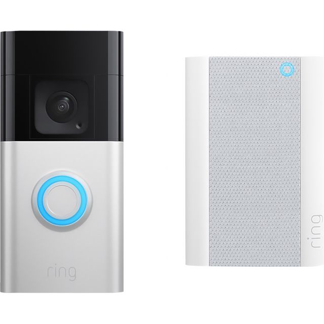 Ring Video Doorbell Plus + Chime Pro Smart Doorbell - Satin Nickel