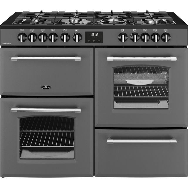 Belling Farmhouse 110DF 110cm Dual Fuel Range Cooker - Anthracite - A Rated