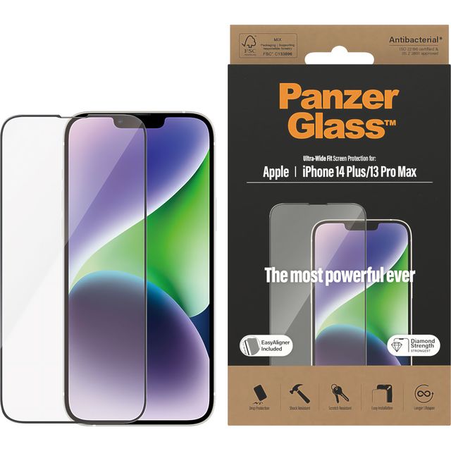 PanzerGlass Screen Protector for iPhone 14 Plus / 13 Pro Max - Ultra-Wide Fit