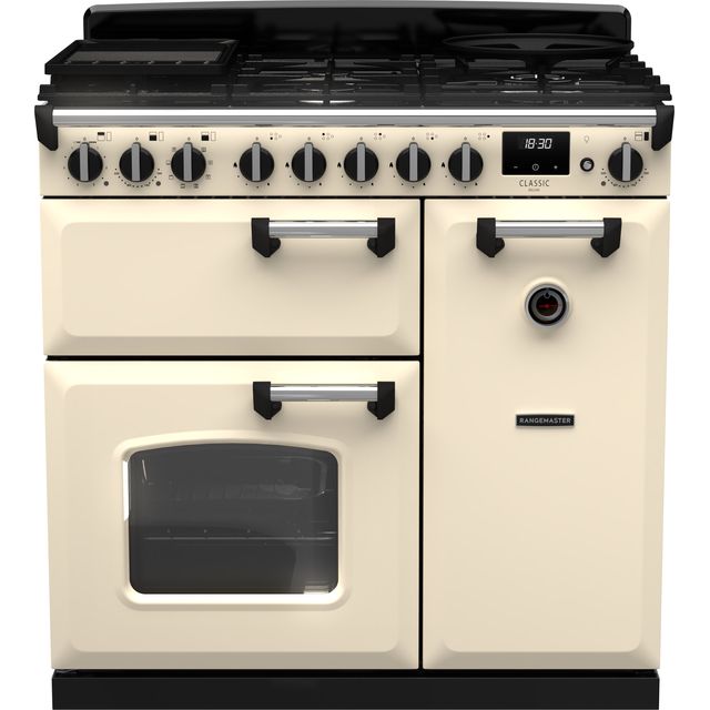 Rangemaster CLDL90DFPPCR/CM1 Classic Deluxe 90 Dual Fuel Range Cooker - Cream / Chrome - CLDL90DFPPCR/CM1_CR - 1