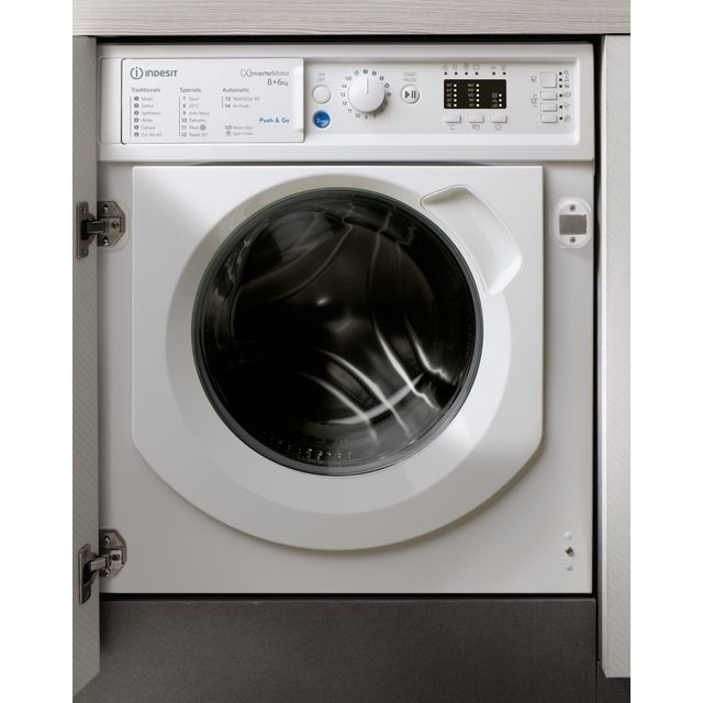 Indesit BIWDIL861284UK Built In 8Kg / 6Kg Washer Dryer - White - BIWDIL861284UK_WH - 1
