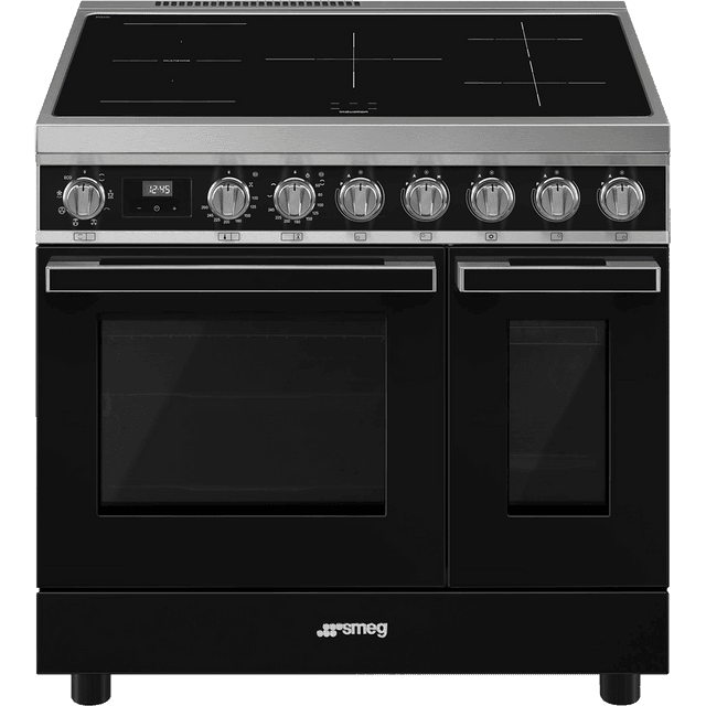 Smeg Portofino CPF92IMBL 90cm Electric Range Cooker with Induction Hob - Black - A/A Rated