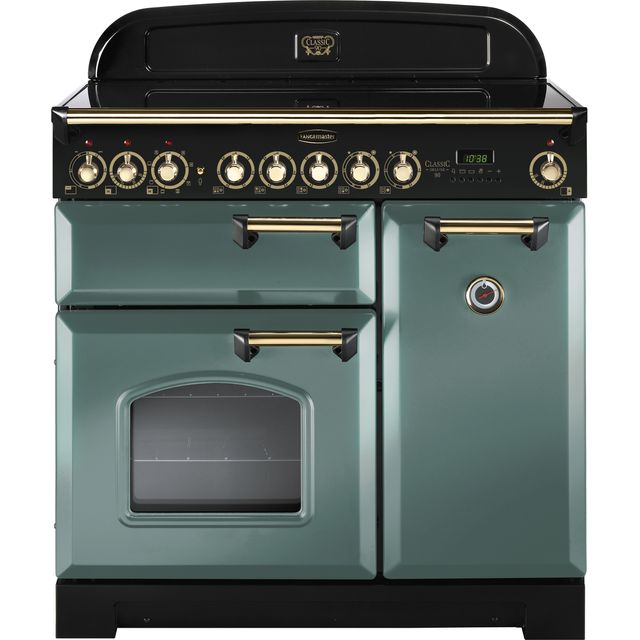 Rangemaster CDL90ECMG/B Classic Deluxe 90cm Electric Range Cooker - Mineral Green / Brass - CDL90ECMG/B_MG - 1