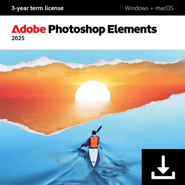 Adobe Photoshop Elements 2025 Digital Download for Windows Or Mac, for 1 User - 3 Year License, 3 Year License Included