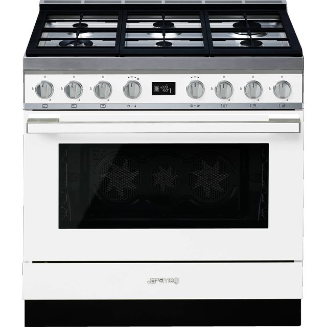 Smeg Portofino CPF9GPWH 90cm Dual Fuel Range Cooker - White - A+ Rated