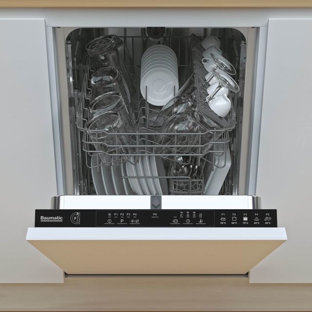 Baumatic BDIH1L952 Fully Integrated Slimline Dishwasher - Black Control Panel - F Rated 
