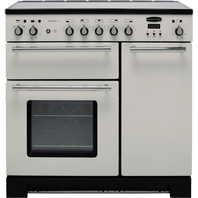 Rangemaster Toledo + TOLP90EIIV/C 90cm Electric Range Cooker with Induction Hob - Ivory / Chrome - A/A Rated