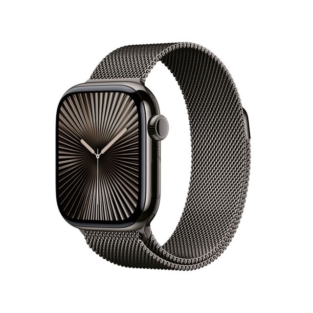 Apple Watch Series 10, 42mm, Slate Titanium Case, GPS + Cellular [2024] - Slate Milanese Loop