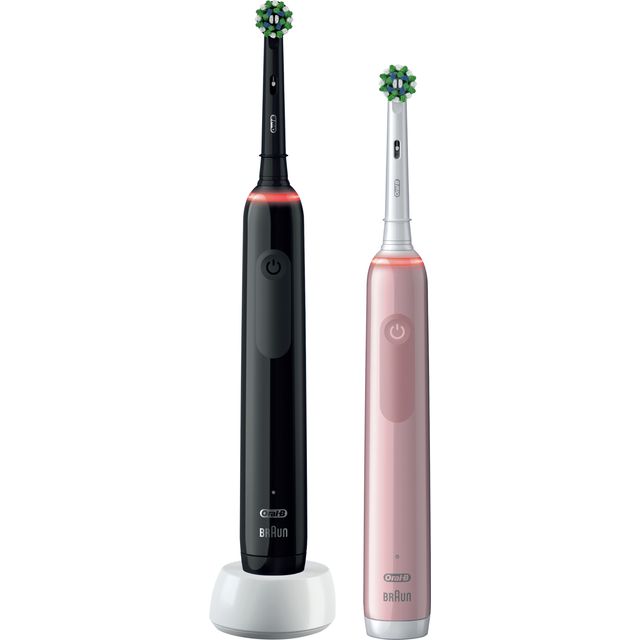 Oral B Pro 3 3900 Electric Toothbrush 2 Pack - Black / Pink