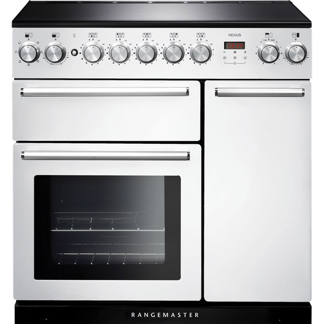 Rangemaster NEX90EIWH/C Nexus 90cm Electric Range Cooker - White / Chrome - NEX90EIWH/C_WH - 1