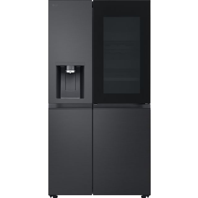 LG InstaView GSXE90EVAD Wifi Connected Plumbed Total No Frost American Fridge Freezer - Black Steel - D Rated