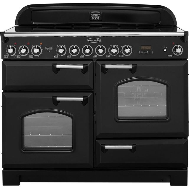 Rangemaster CDL110ECBL/C Classic Deluxe 110cm Electric Range Cooker - Black / Chrome - CDL110ECBL/C_BK - 1