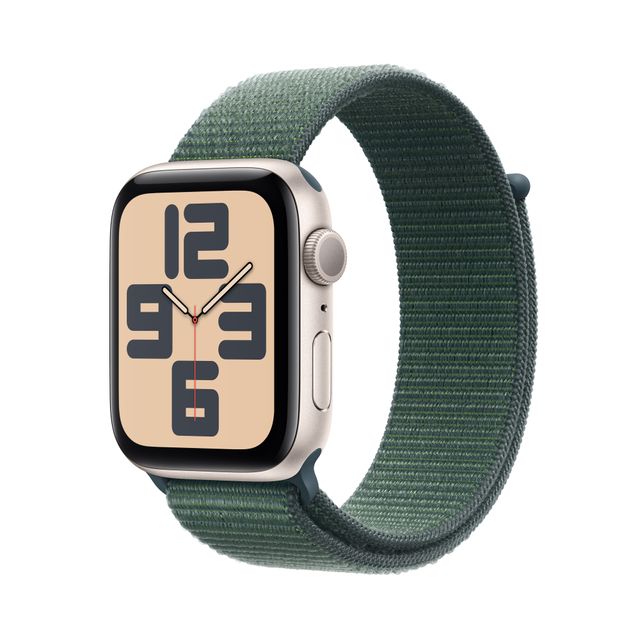 Apple Watch SE (2nd Gen), 44mm, Starlight Aluminium Case, GPS [2024] - Lake Green Sport Loop