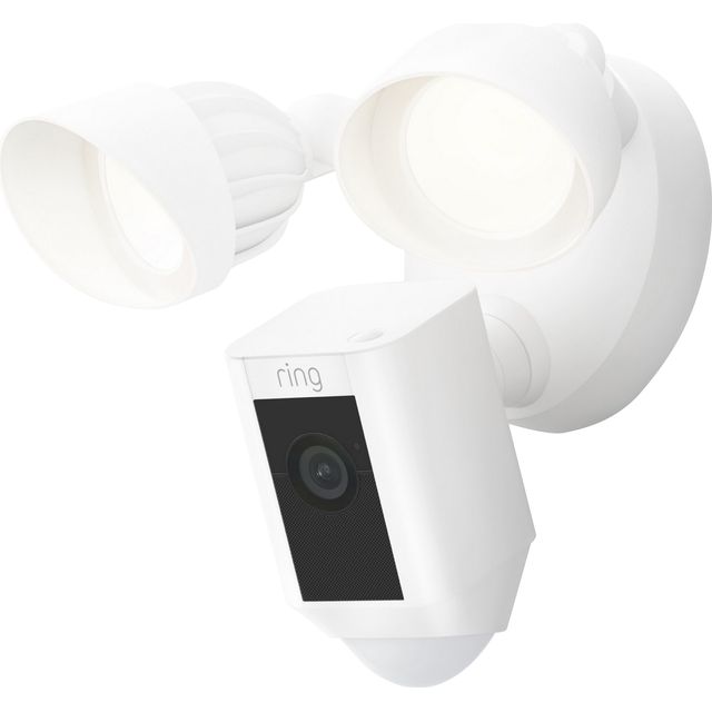 Ring Floodlight Cam Wired Plus Full HD 1080p Smart Home Security Camera - White