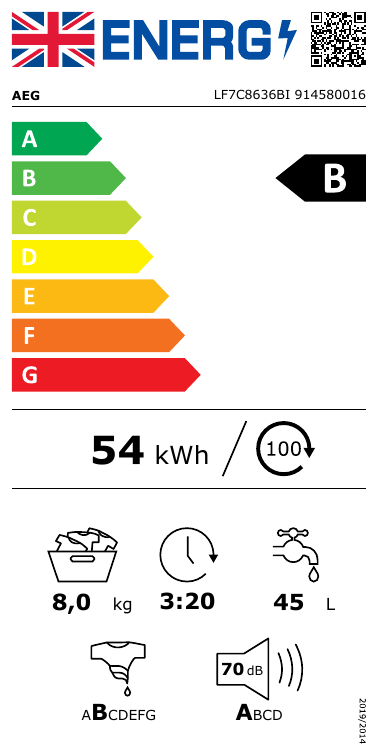 AEG Washing Machine | White | LF7C8636BI_WH | Ao.com