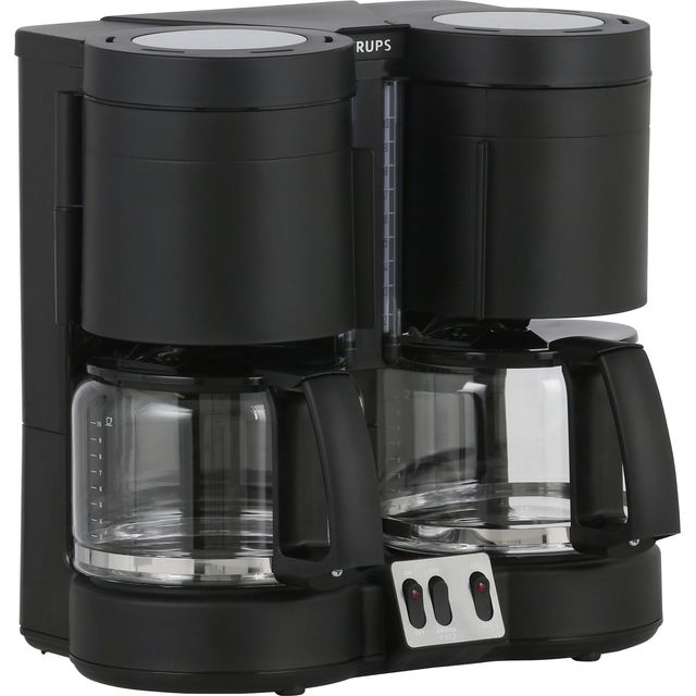 Krups Doppel-Kaffeeautomat KM8508 Espressomaschine mit Aroma-Wahlschalter und Warmhaltefunktion, 6 Tassen - Schwarz