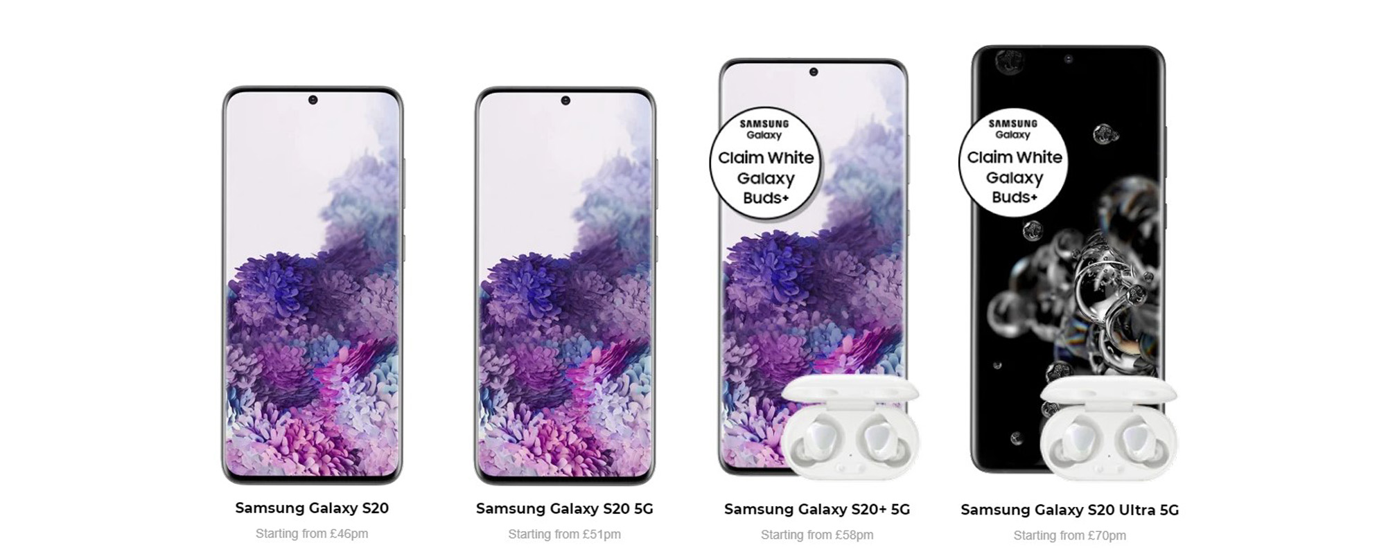 Samsung Galaxy s20 options