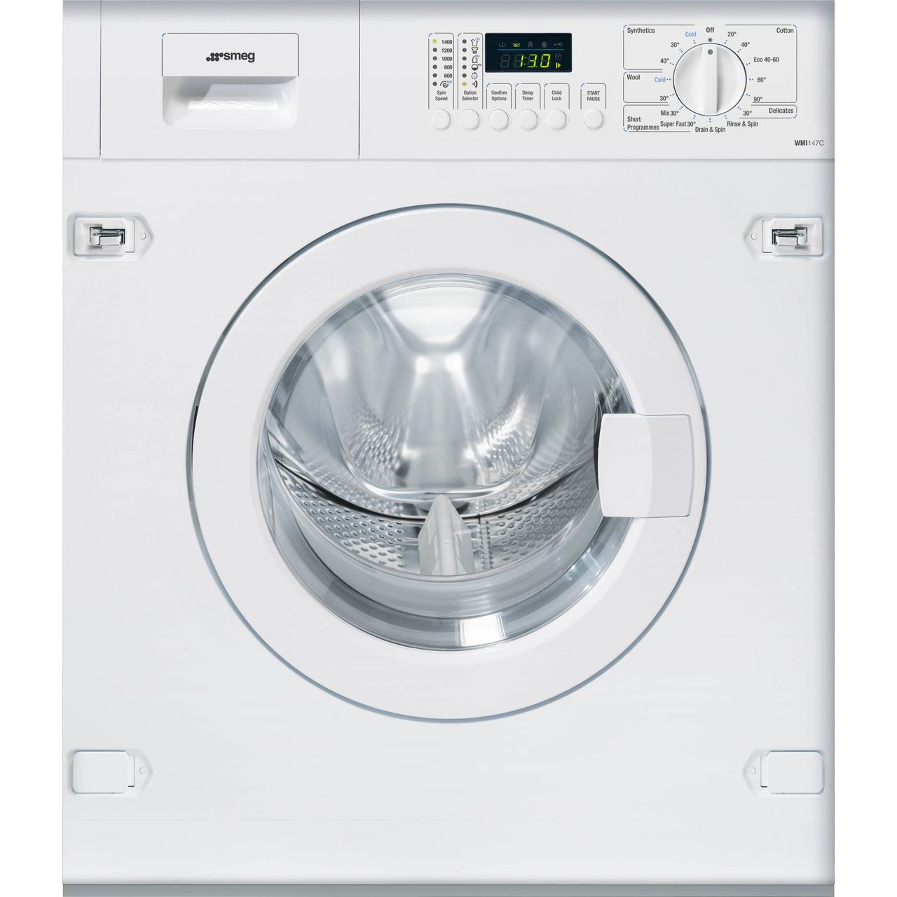 Smeg WMI147C Integrated 7kg Washing Machine with 1400 rpm - White - E Rated, White