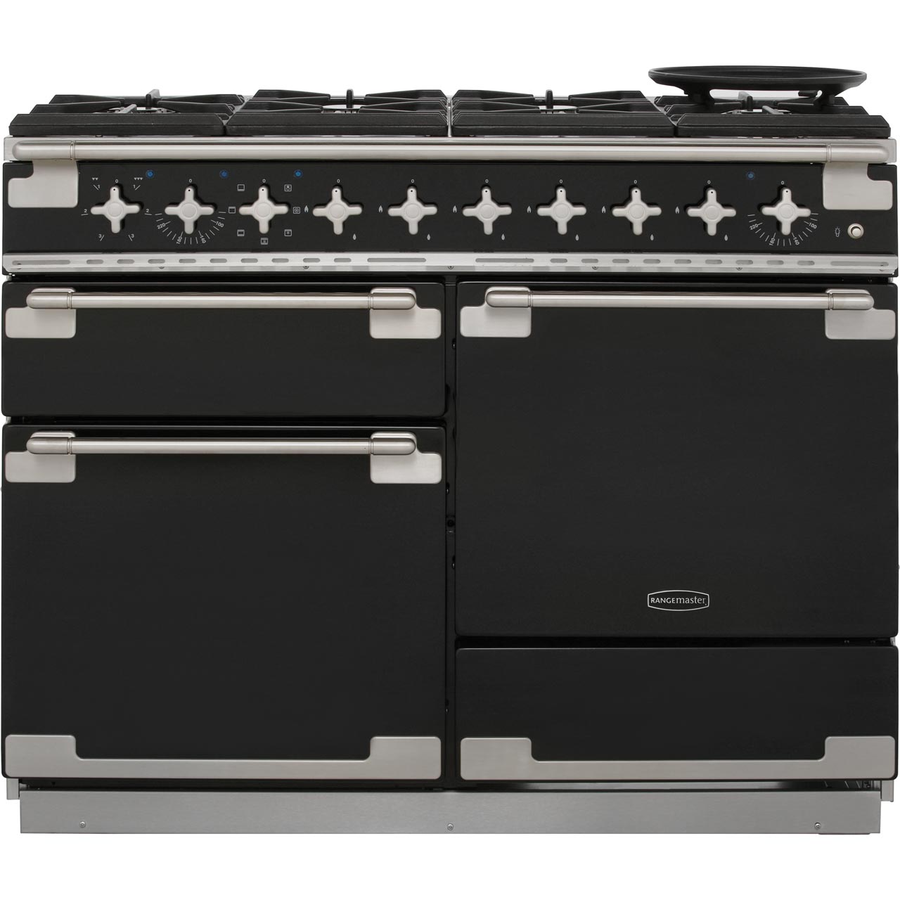 Rangemaster Elise ELS110DFFGB 110cm Dual Fuel Range Cooker - Black Gloss - A/A Rated, Black